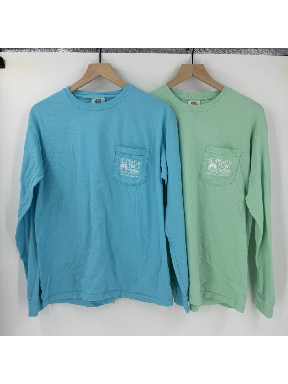 Bundle of 2 Unisex Southern Fried Cotton Long Sleeve T-Shirts M Comfort Colors